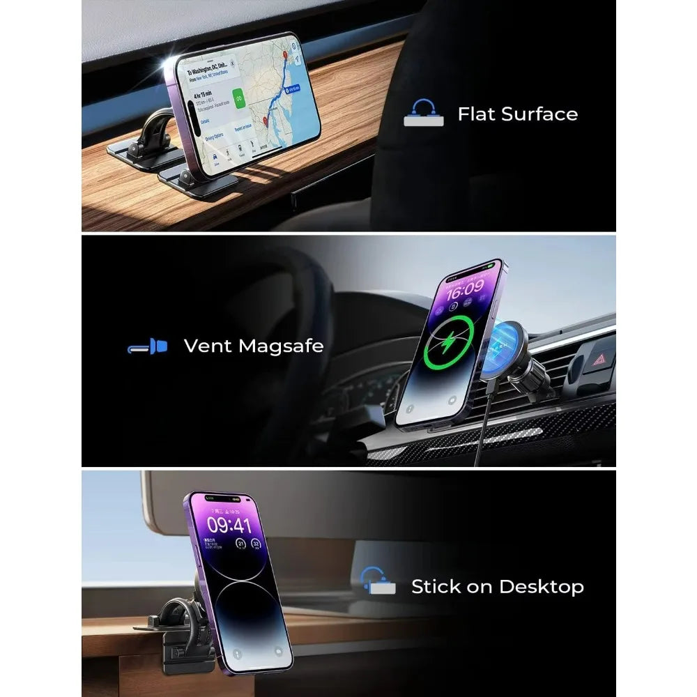 LISEN Hot Sales 15W Magnetic Car Mount Charger Charging Mount Wireless for iPhone 16 Pro Max Accessories Fits