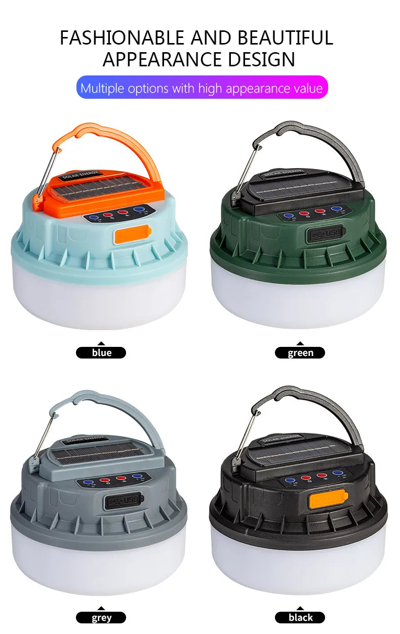 New Outdoor Solar Camping Lights with Wireless Portable Bluetooth Speaker Rechargeable Led Camping Lanterns Tent Lamp Power Bank