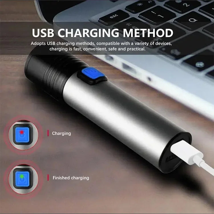 UV Blacklight Flashlight — USB Rechargeable