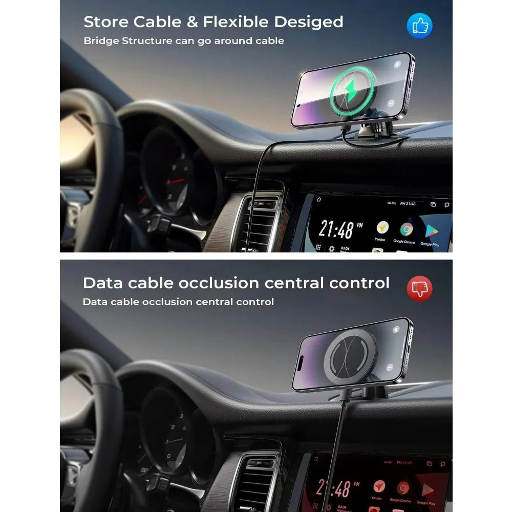 LISEN Hot Sales 15W Magnetic Car Mount Charger Charging Mount Wireless for iPhone 16 Pro Max Accessories Fits