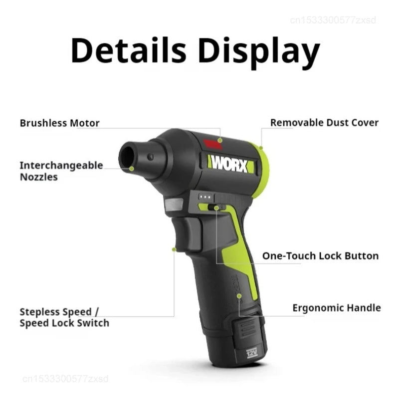Cordless Electric Air Duster & Blower — 12V Brushless, Stepless Speed