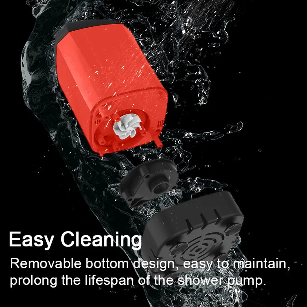 Outdoor Camping Shower IPX7 Waterproof Orange with Digital Display Portable Electric Shower Pump for Hiking Travel Pet Watering