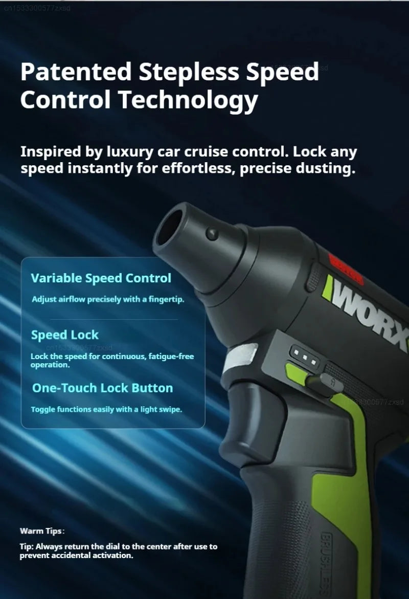 Cordless Electric Air Duster & Blower — 12V Brushless, Stepless Speed