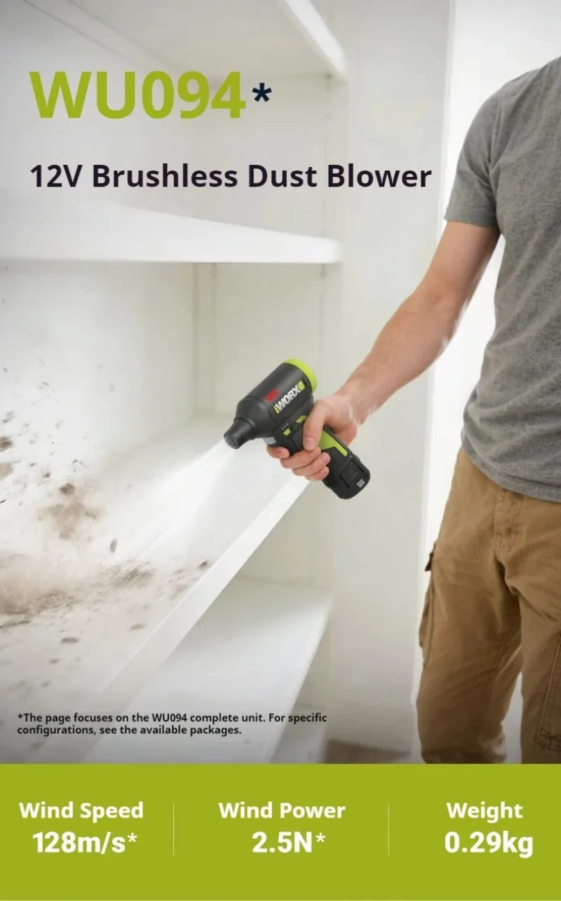 Cordless Electric Air Duster & Blower — 12V Brushless, Stepless Speed