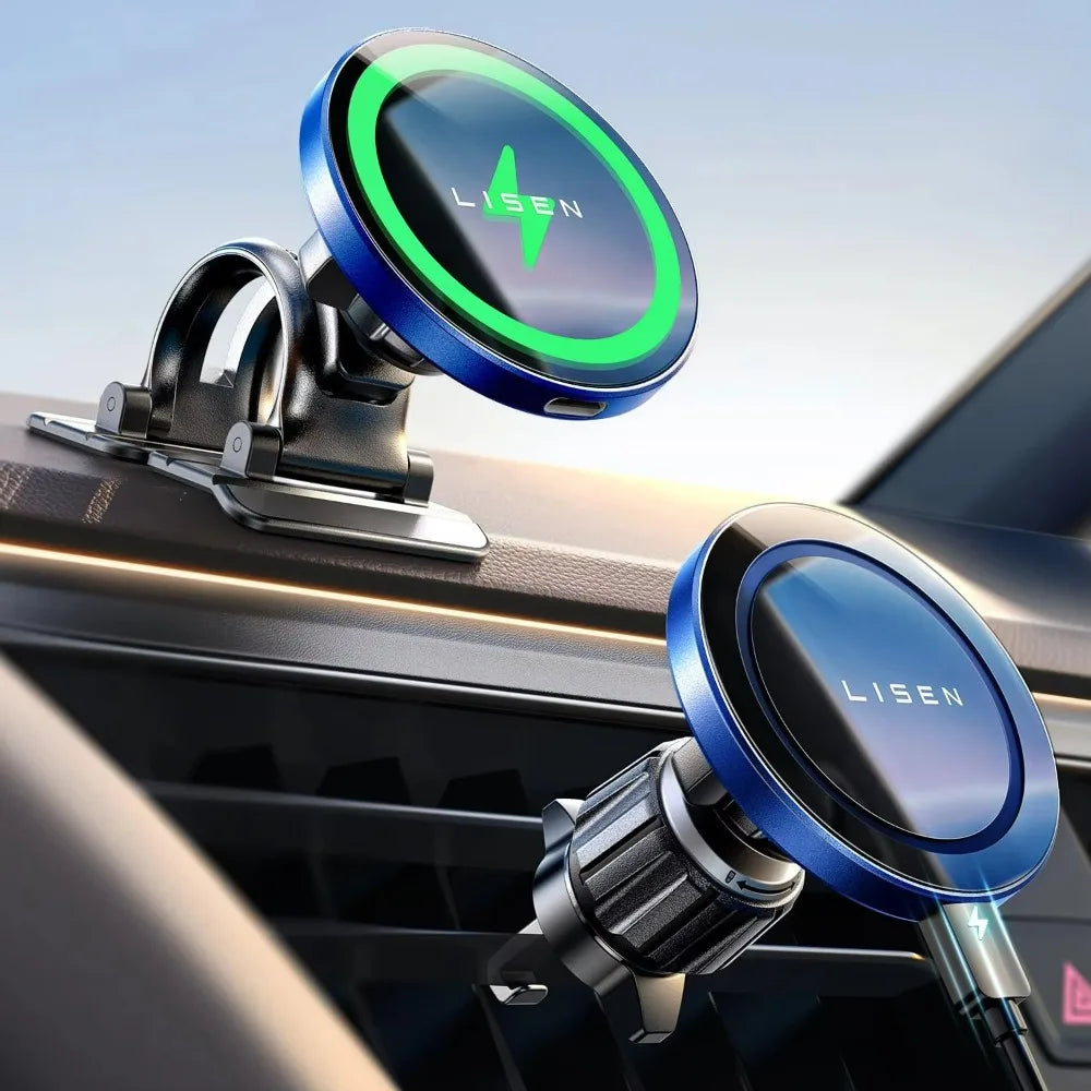 LISEN Hot Sales 15W Magnetic Car Mount Charger Charging Mount Wireless for iPhone 16 Pro Max Accessories Fits