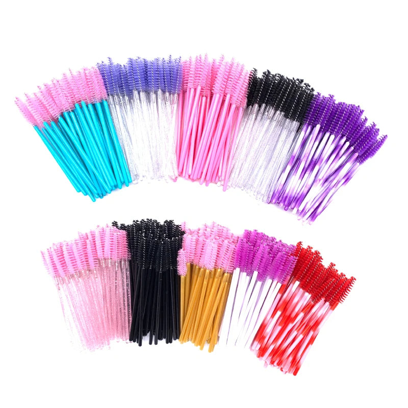 50 Pcs Crystal Diamond Mascara Wands & Spoolie Brushes