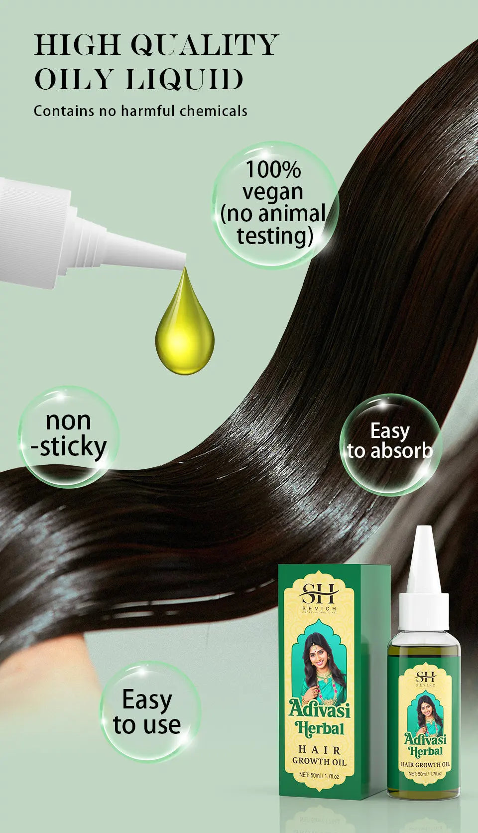 Ayurvedic Hair Growth Oil Adivasi Organic Hair Growth Serum Pure Plant Hair Growth Oil Anti Hair Loss Fast Regrowth Haircare
