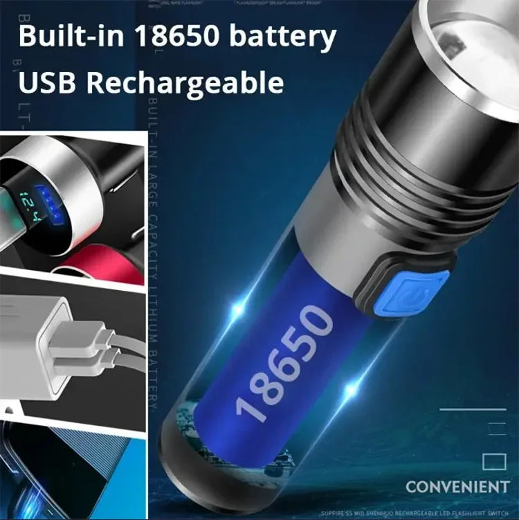UV Blacklight Flashlight — USB Rechargeable