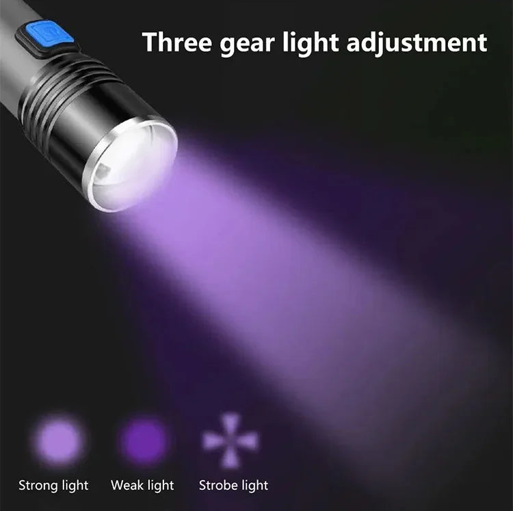 UV Blacklight Flashlight — USB Rechargeable