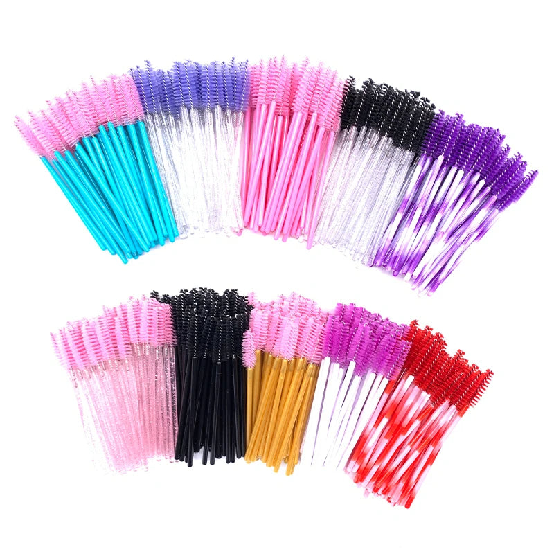 50 Pcs Crystal Diamond Mascara Wands & Spoolie Brushes
