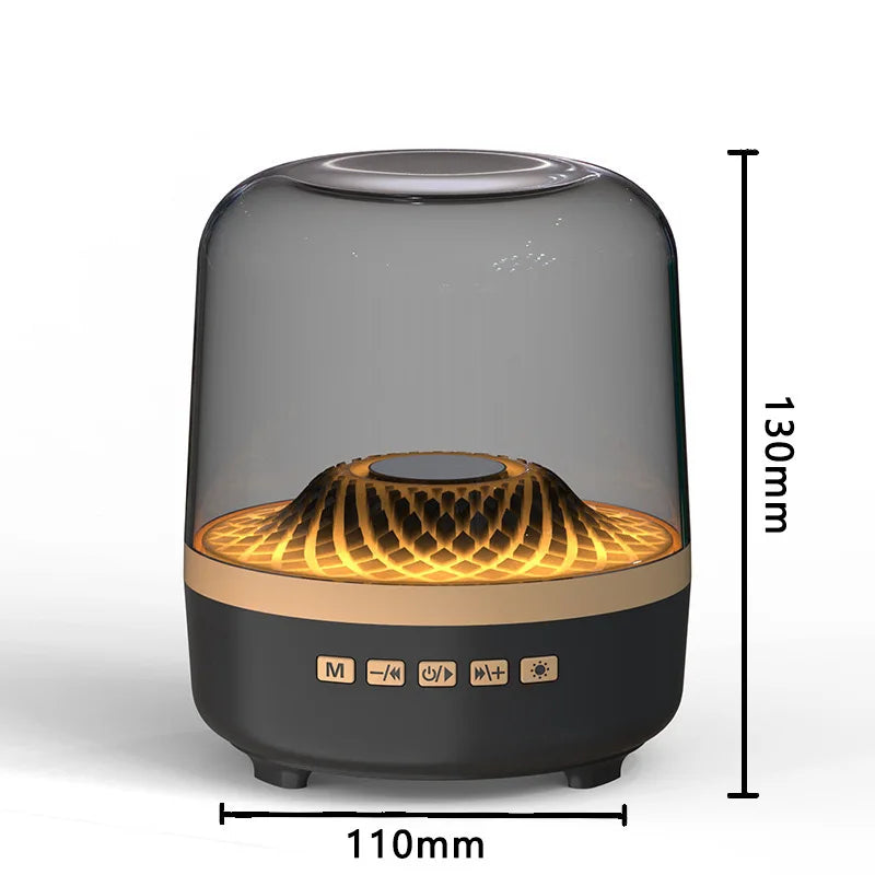 Hot-selling High-quality RGB Lighted Wireless Bluetooth Speaker with Black Gold Color and Glass Crystal Design for Desktop