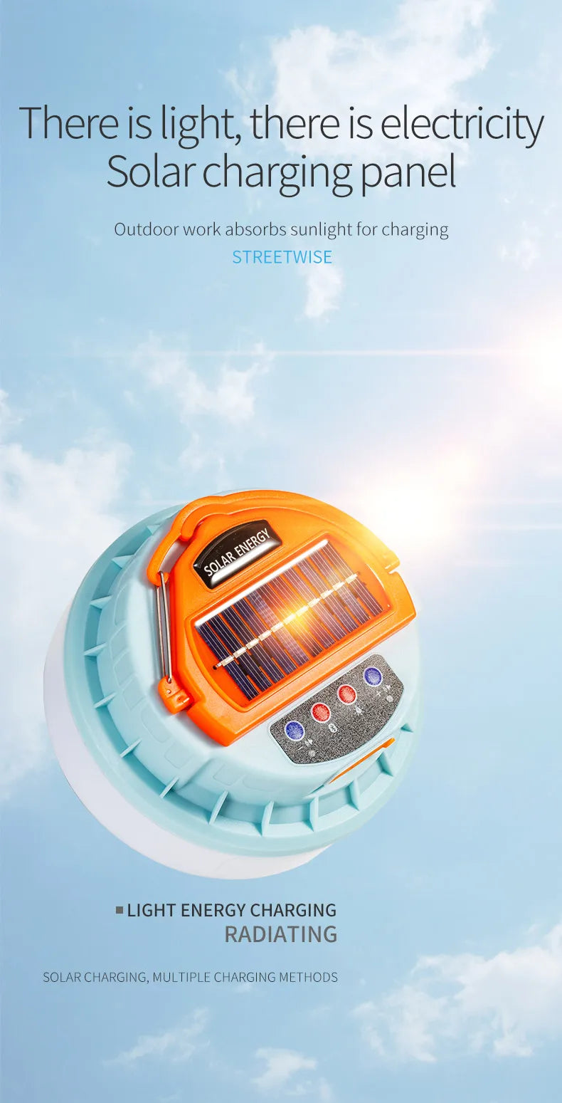 New Outdoor Solar Camping Lights with Wireless Portable Bluetooth Speaker Rechargeable Led Camping Lanterns Tent Lamp Power Bank