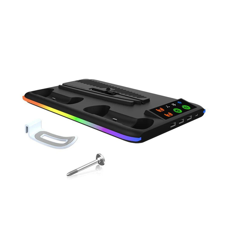 PS5 Cooling Stand with LED & Controller Charging Station