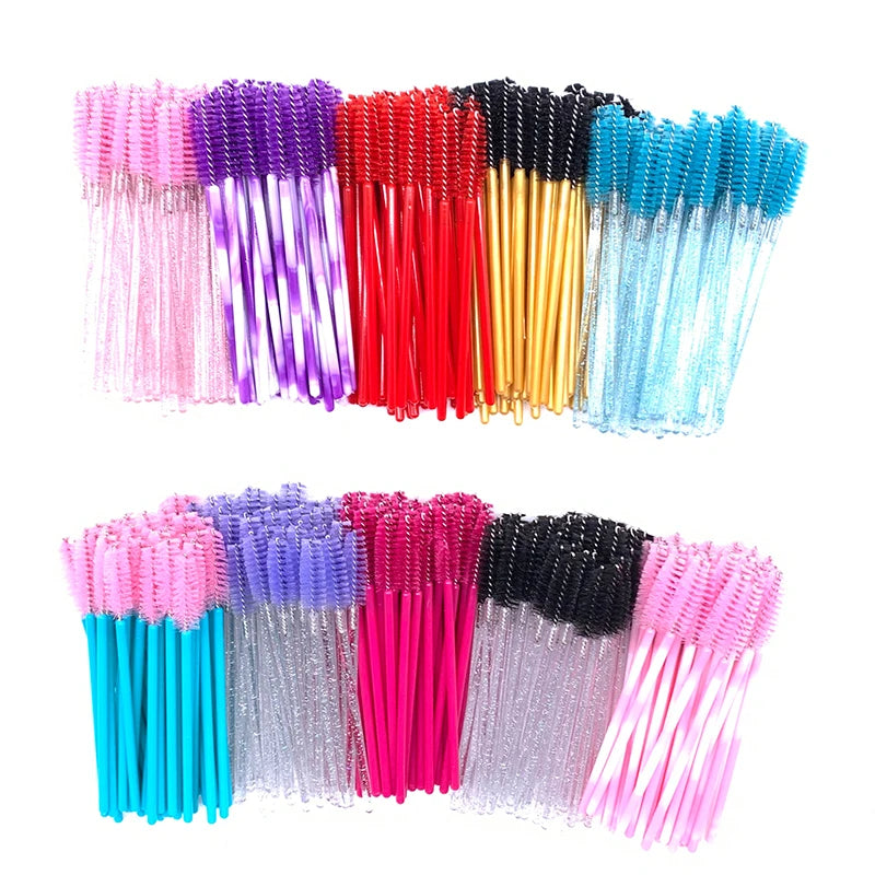 50 Pcs Crystal Diamond Mascara Wands & Spoolie Brushes