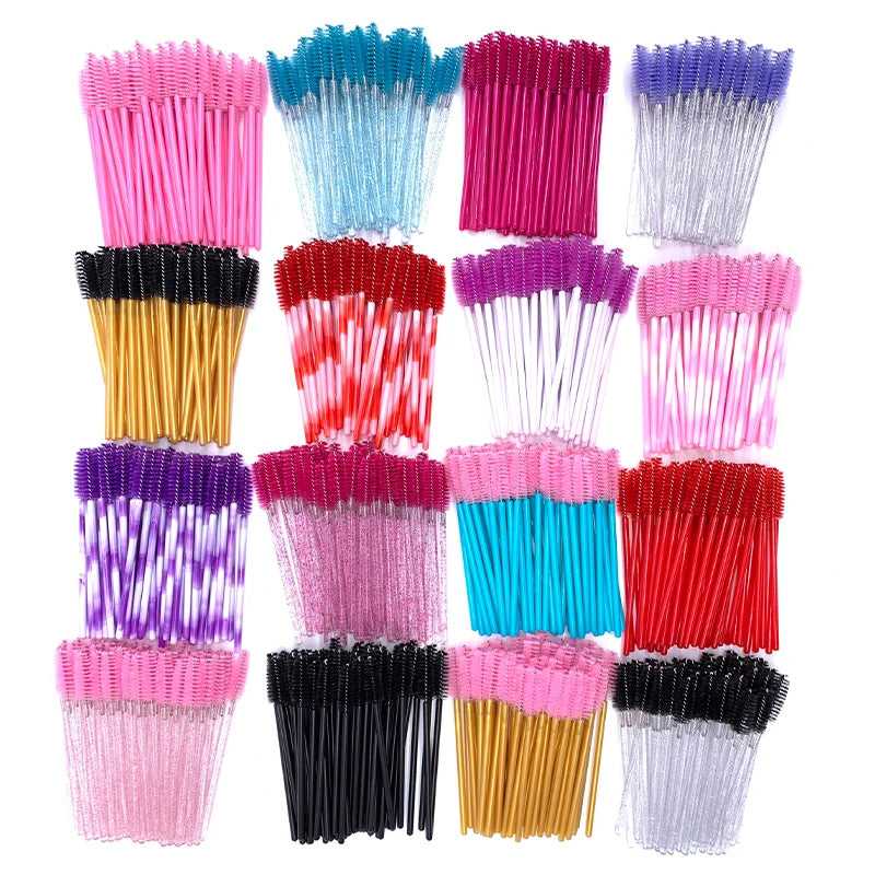 50 Pcs Crystal Diamond Mascara Wands & Spoolie Brushes