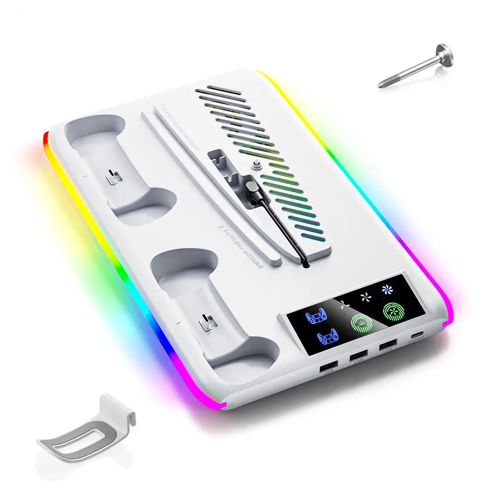 PS5 Cooling Stand with LED & Controller Charging Station