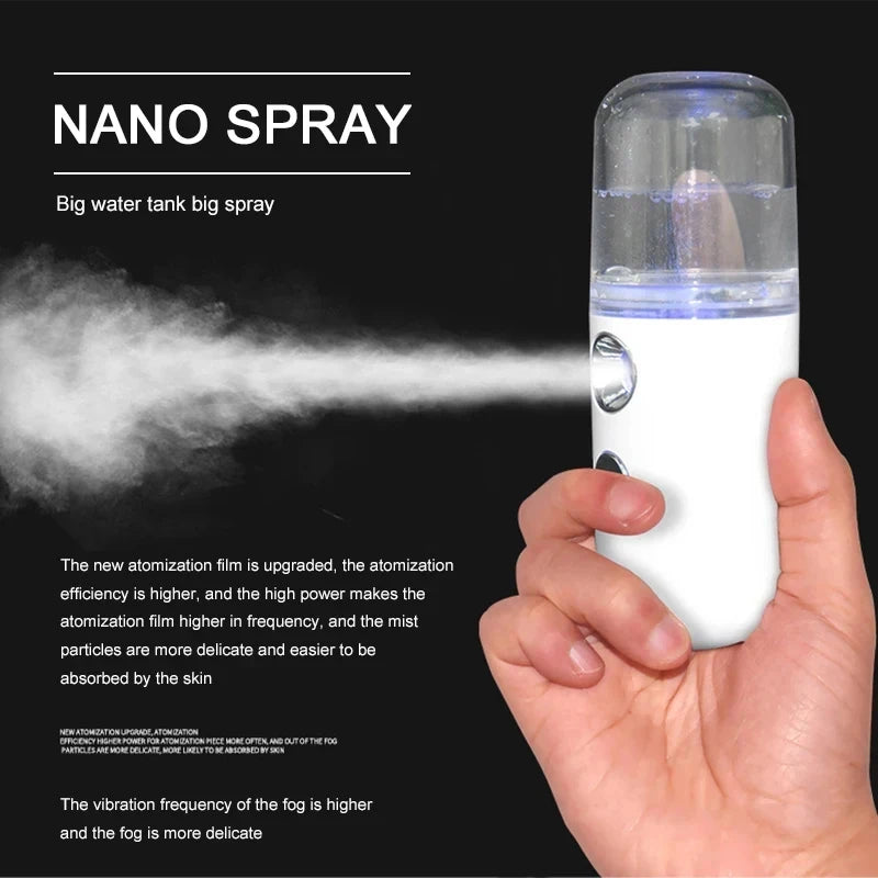 Portable Nano Mist Facial Steamer, USB Rechargeable Moisturizing Sprayer Humidifier, Deep Hydration Skin Care for Home Travel