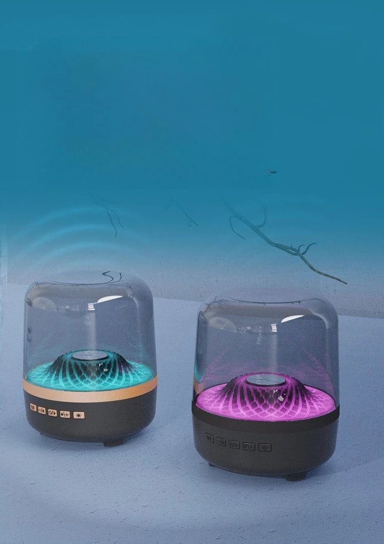 Hot-selling High-quality RGB Lighted Wireless Bluetooth Speaker with Black Gold Color and Glass Crystal Design for Desktop
