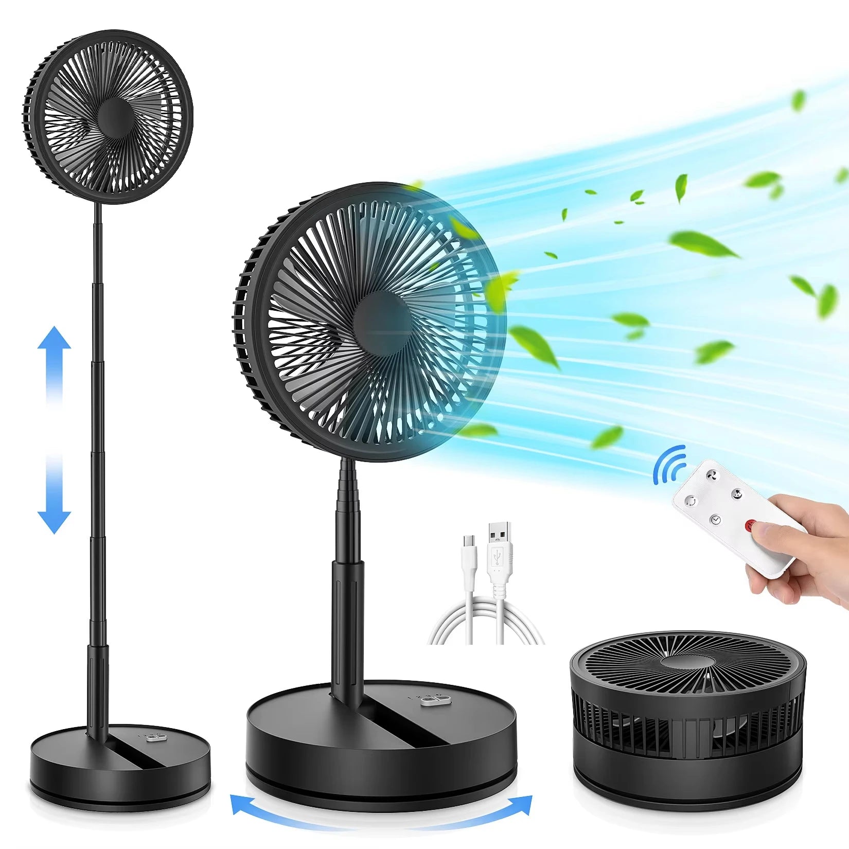 Folding Portable Fan — USB Rechargeable, Remote Control