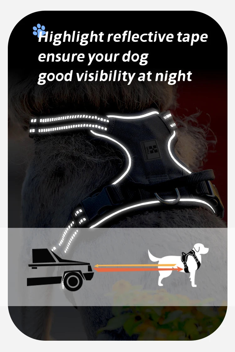 SMALL COMBINATION Dog Harness No Pull Reflective Pet Dog Chest Harness Adjustable for Small Medium Large Dogs Outdoor Walking