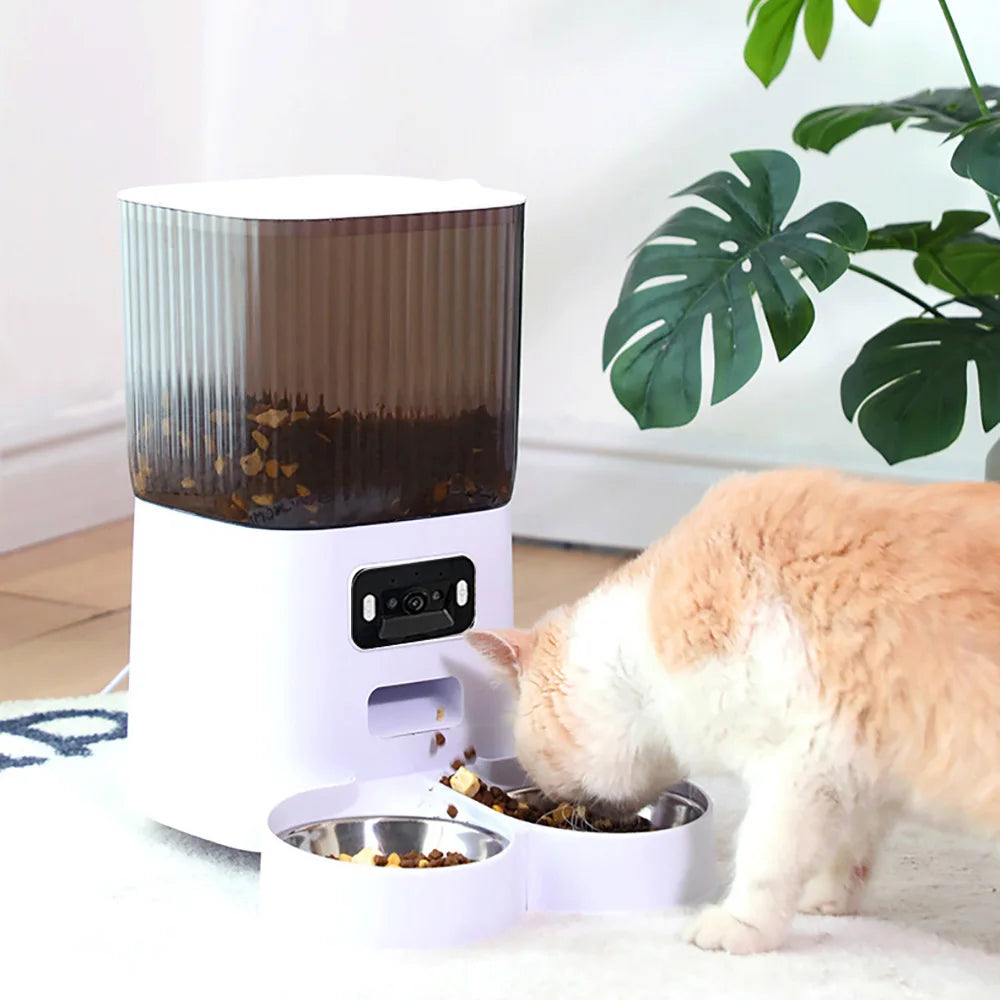 Smart Automatic Pet Feeder with Camera – 5L Double Bowl