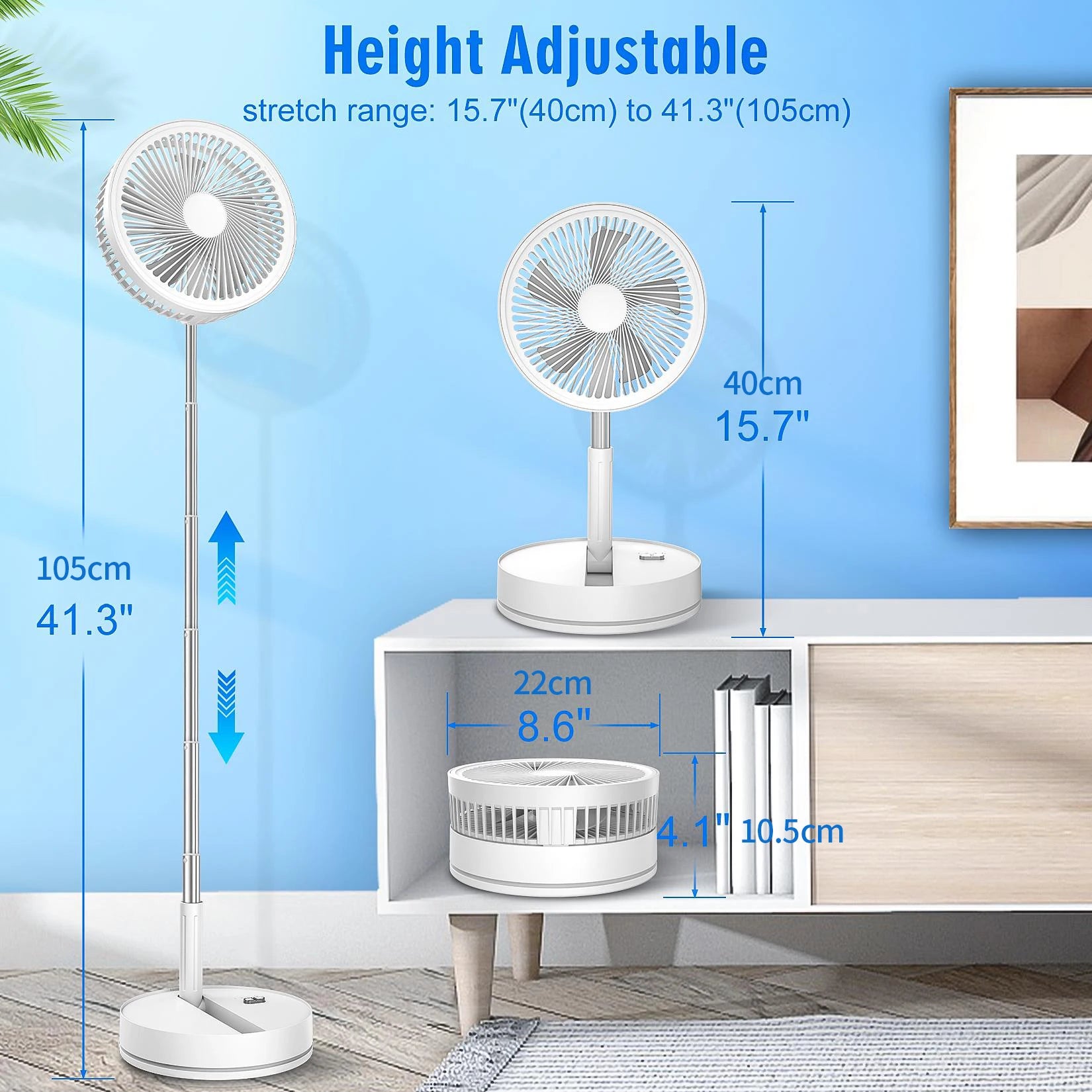 Folding Portable Fan — USB Rechargeable, Remote Control