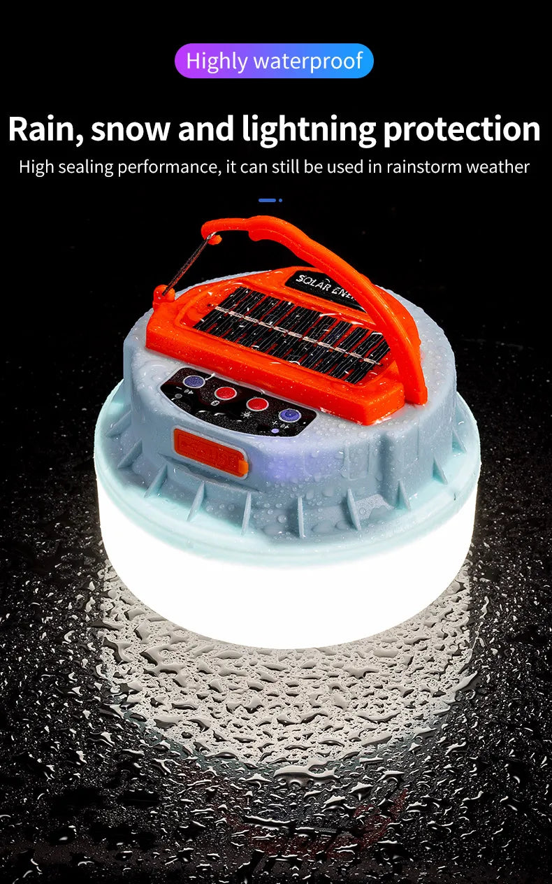 New Outdoor Solar Camping Lights with Wireless Portable Bluetooth Speaker Rechargeable Led Camping Lanterns Tent Lamp Power Bank