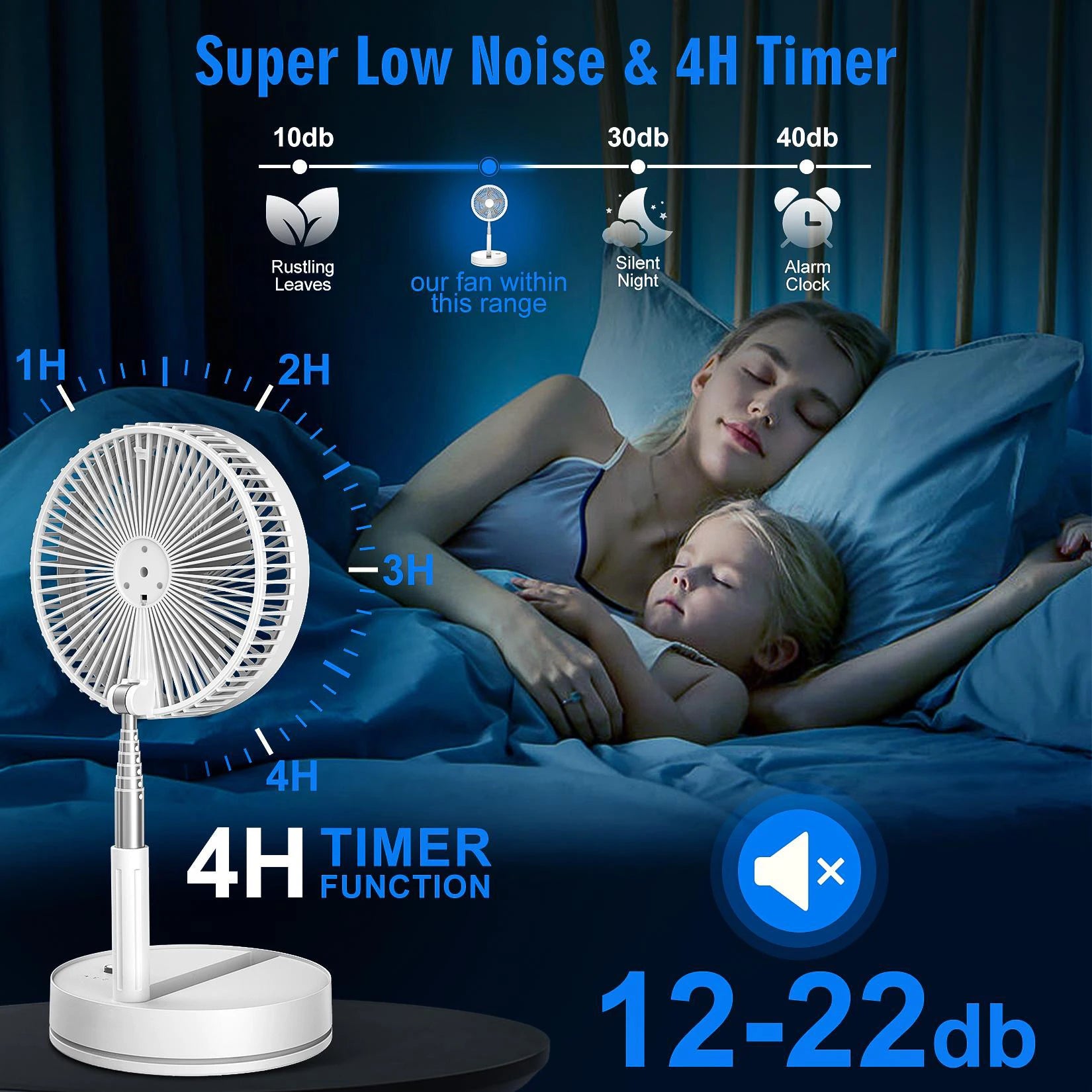 Folding Portable Fan — USB Rechargeable, Remote Control