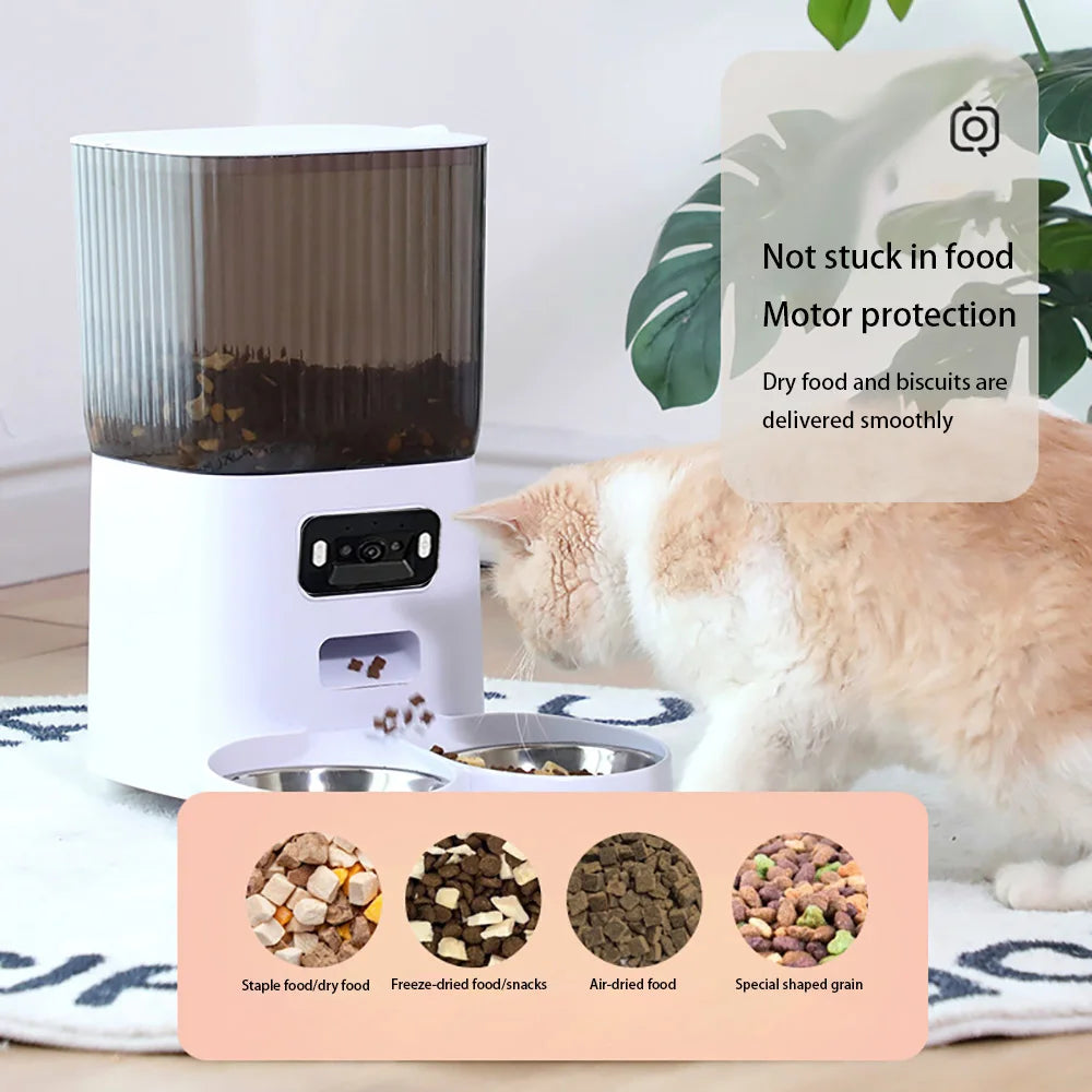 Smart Automatic Pet Feeder with Camera – 5L Double Bowl (Pro)