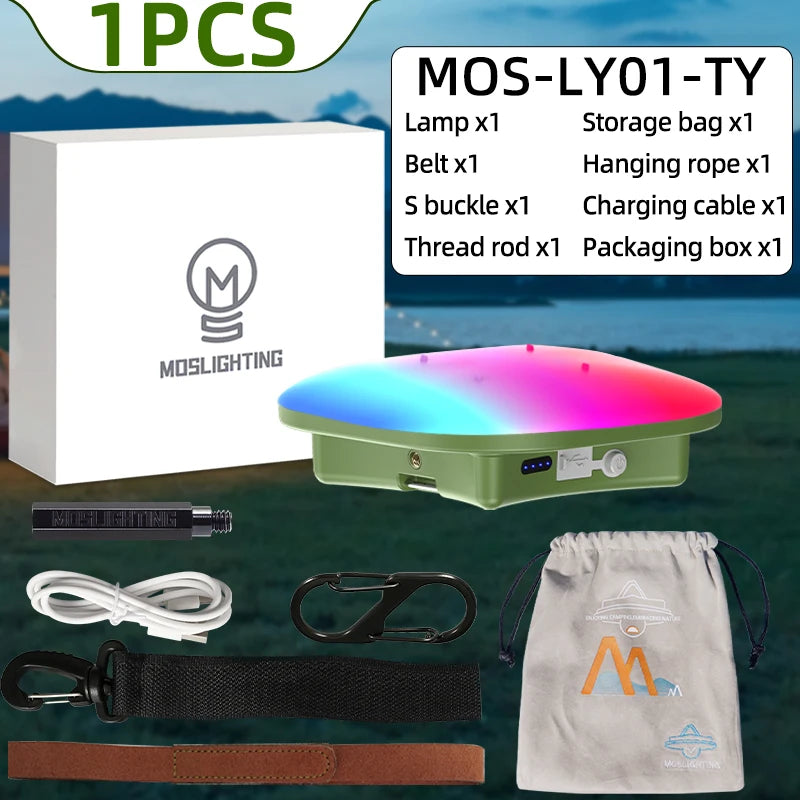 MOSLIGHTING 80W LED Camping Strong Lantern with Magnet Zoom RGB Bluetooth Speaker Portable Torch Hanging Tent Lamp Work Lighting