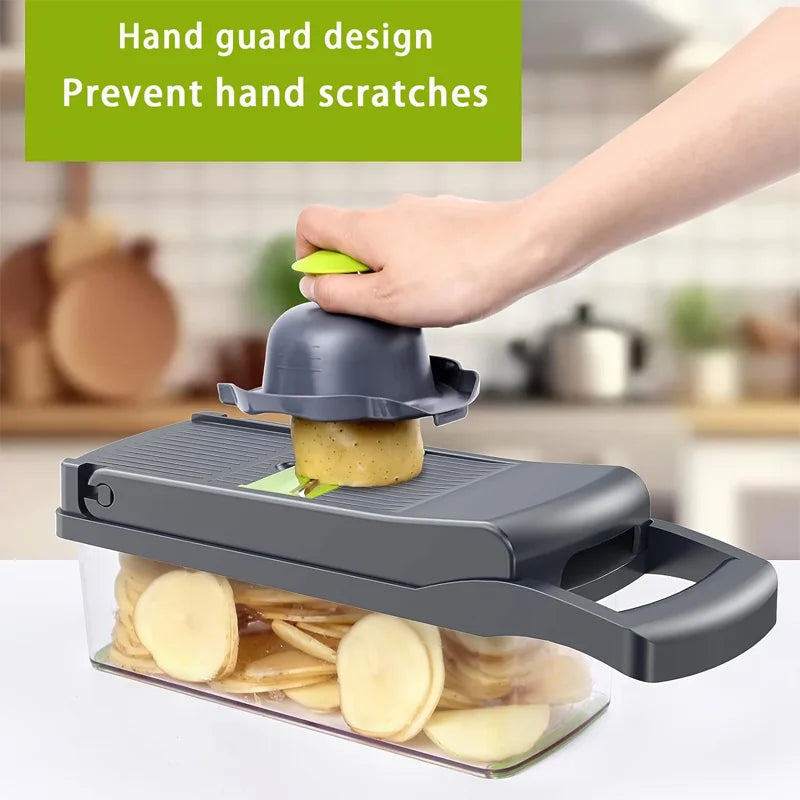 New Hot 16 in 1 Multifunctional Vegetable Chopper, with Container, Onion Chopper for Veggie, Fruit, Salad, Kitchen Gadgets