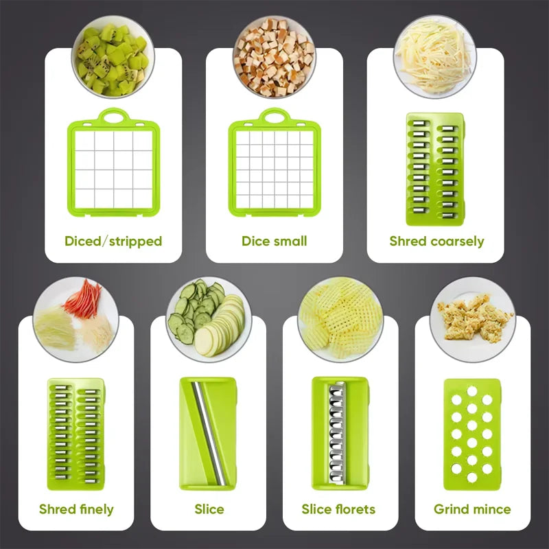 New Hot 16 in 1 Multifunctional Vegetable Chopper, with Container, Onion Chopper for Veggie, Fruit, Salad, Kitchen Gadgets