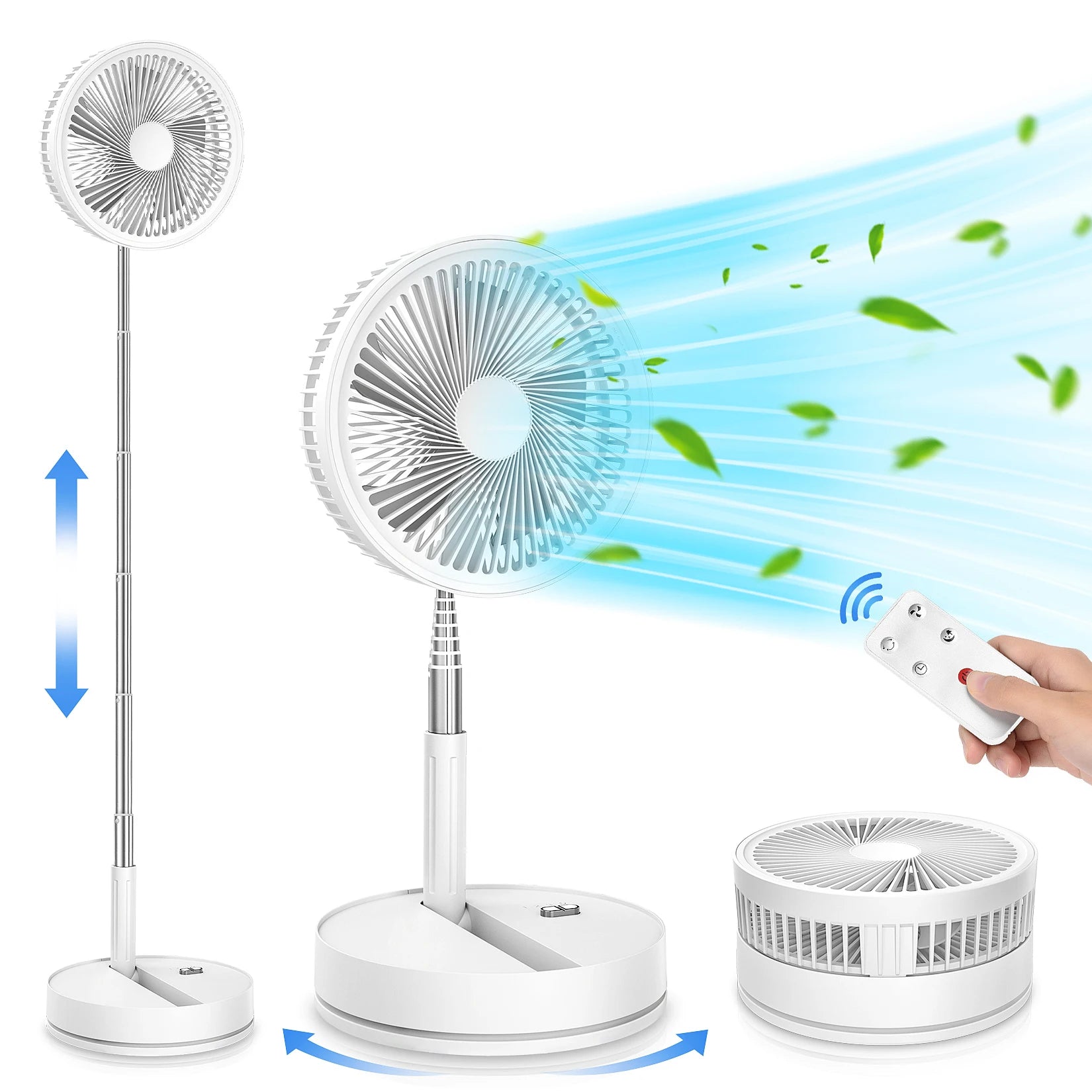 Folding Portable Fan — USB Rechargeable, Remote Control