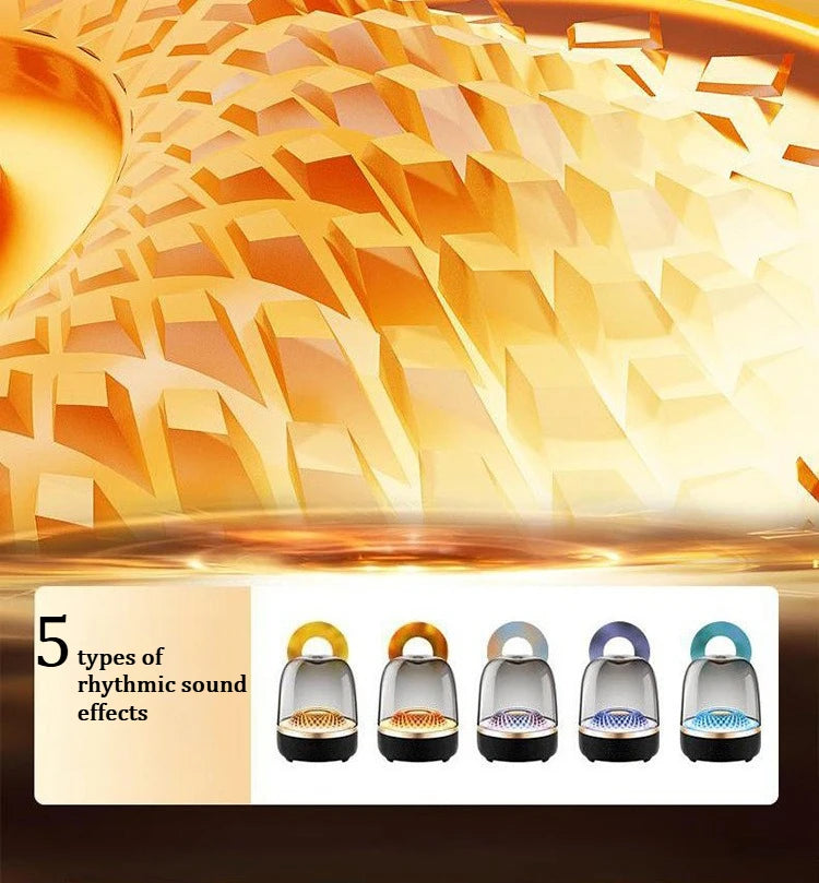 Hot-selling High-quality RGB Lighted Wireless Bluetooth Speaker with Black Gold Color and Glass Crystal Design for Desktop