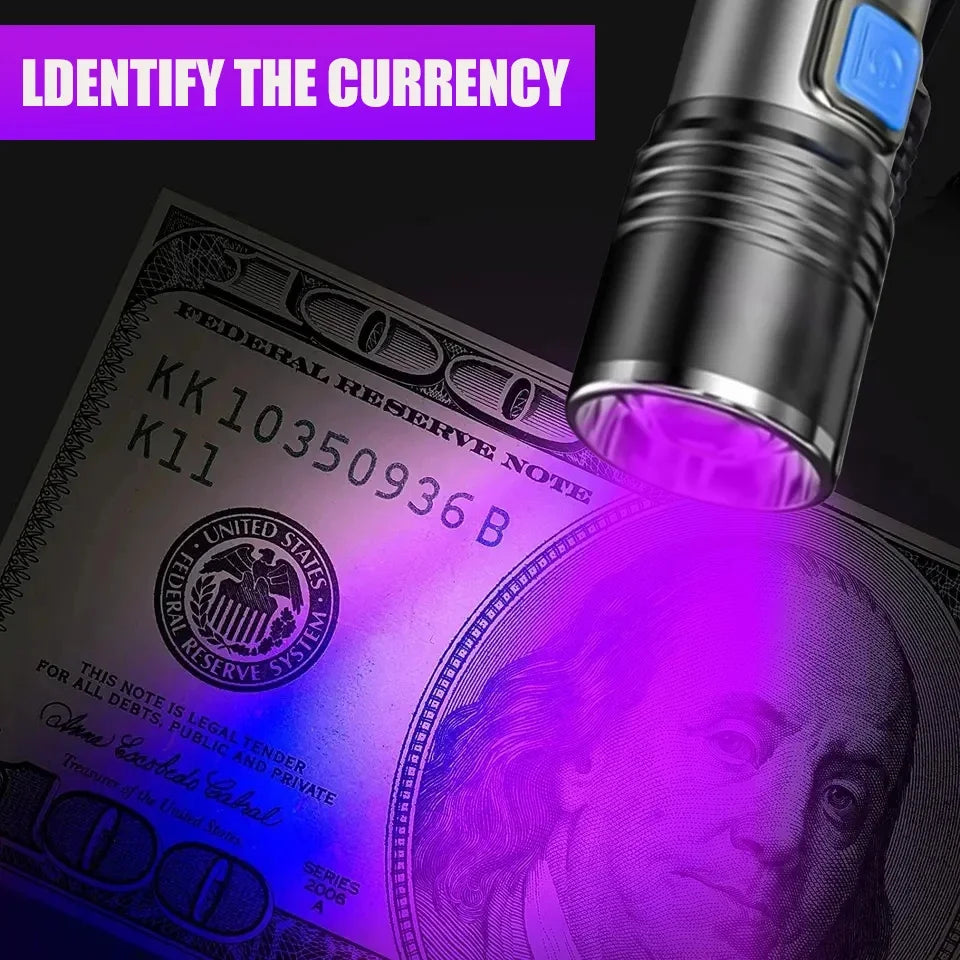 UV Blacklight Flashlight — USB Rechargeable