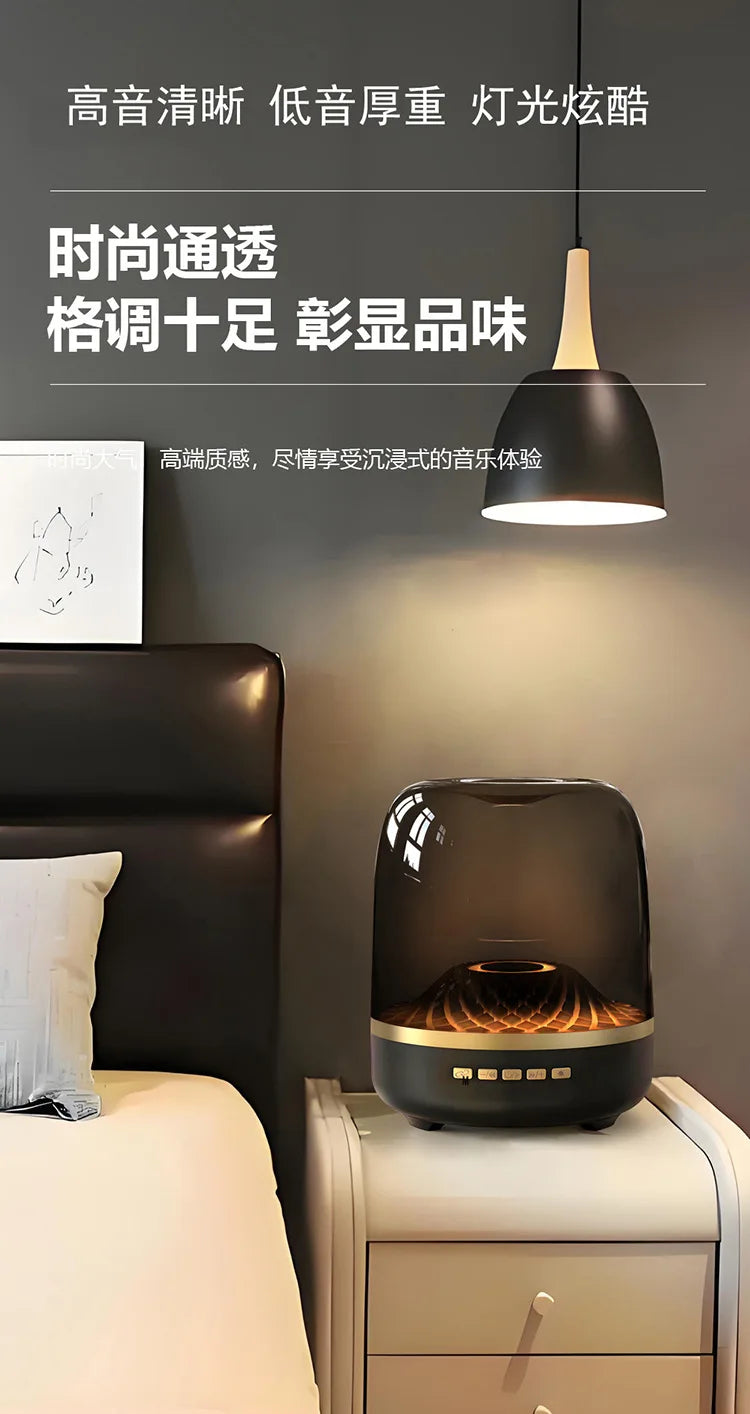 Hot-selling High-quality RGB Lighted Wireless Bluetooth Speaker with Black Gold Color and Glass Crystal Design for Desktop