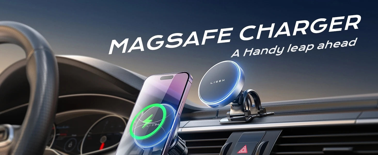 LISEN Hot Sales 15W Magnetic Car Mount Charger Charging Mount Wireless for iPhone 16 Pro Max Accessories Fits