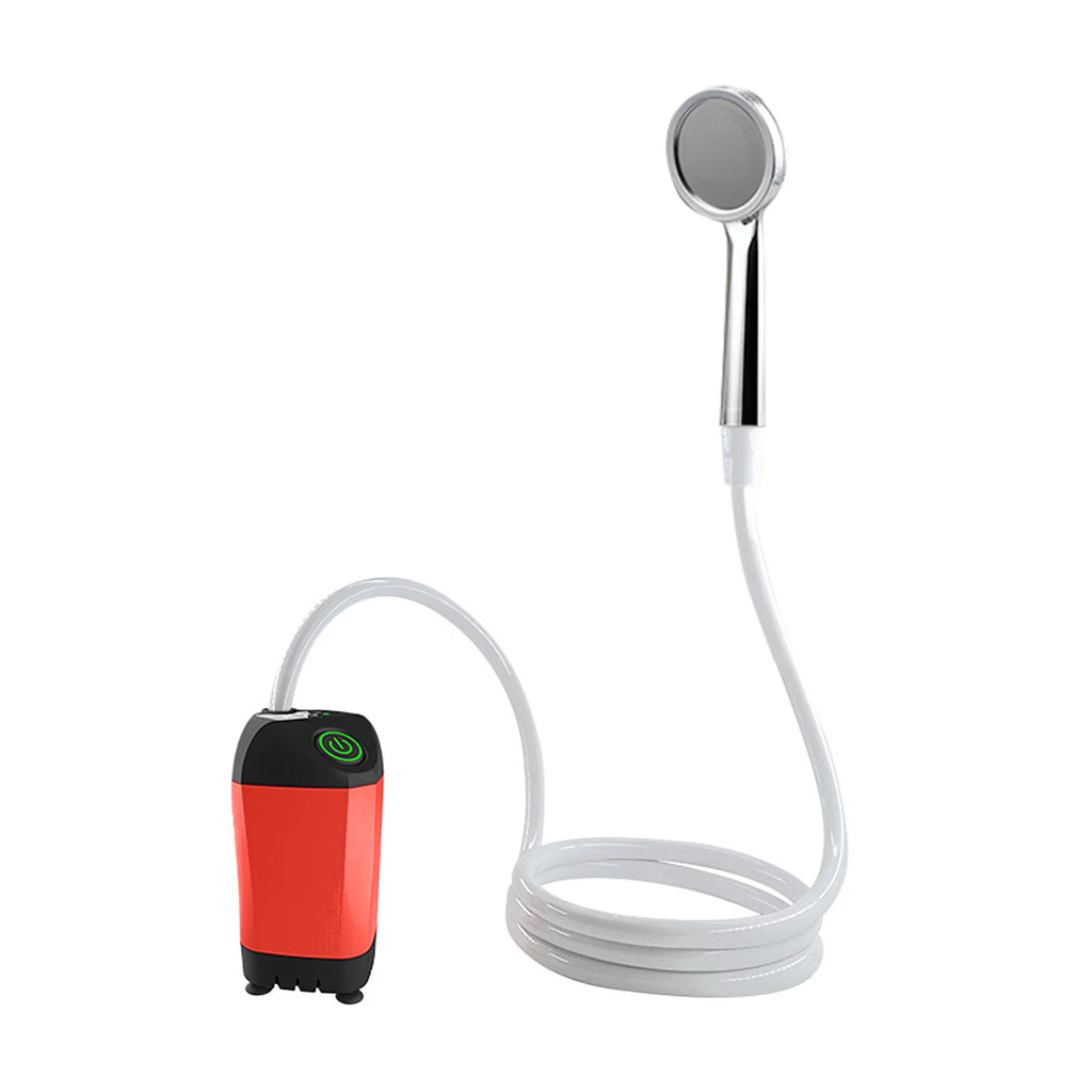 Outdoor Camping Shower IPX7 Waterproof Orange with Digital Display Portable Electric Shower Pump for Hiking Travel Pet Watering