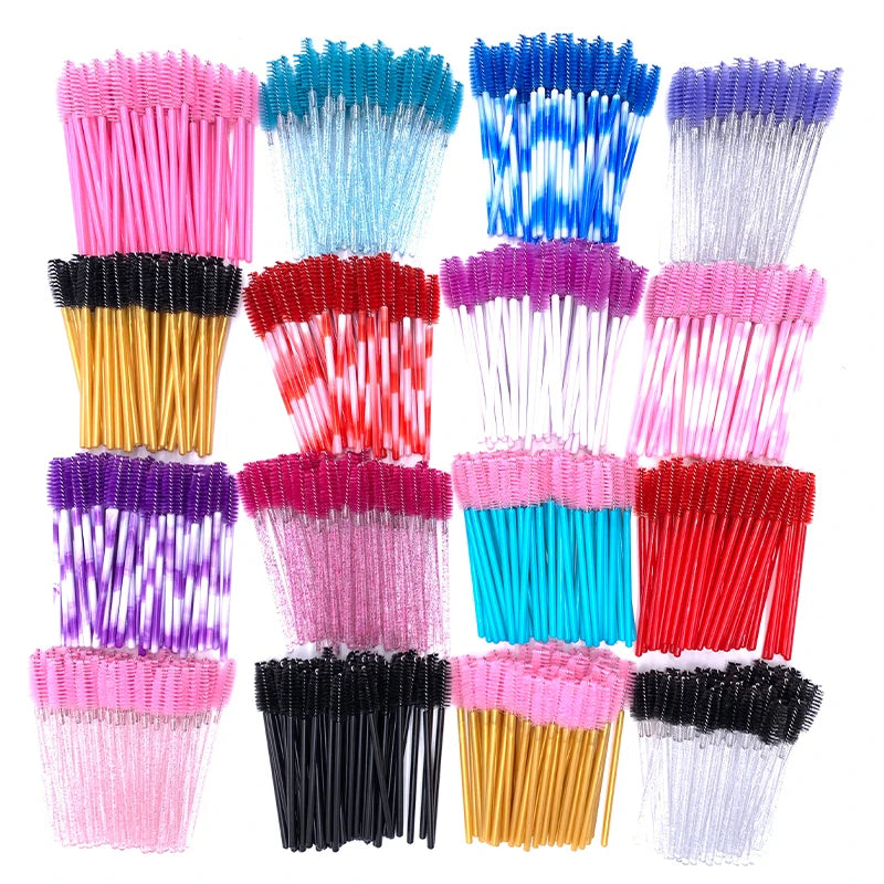 50 Pcs Crystal Diamond Mascara Wands & Spoolie Brushes