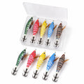 5Pcs Squid Jig Lure Set Glow Fishing Shrimp Baits with Storage Box Crown Hooks for Saltwater Shore Boat Angling Tackle Gear Pack