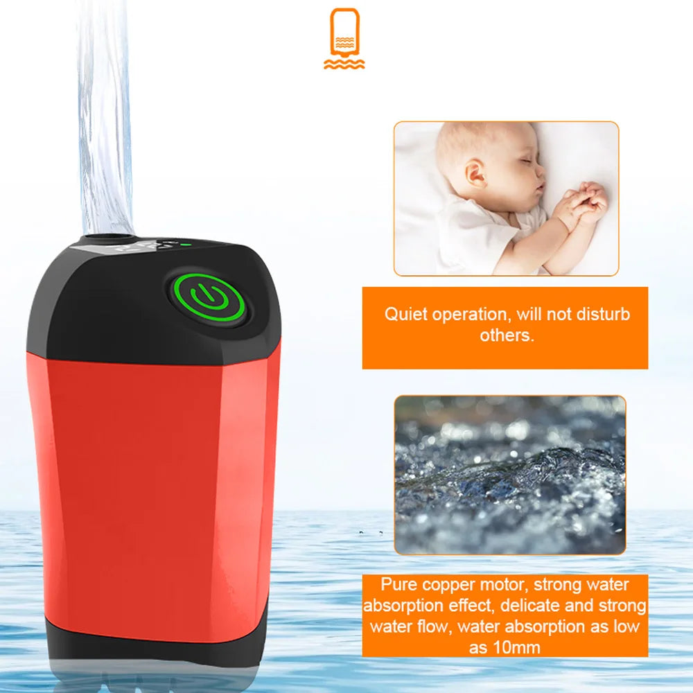 Outdoor Camping Shower IPX7 Waterproof Orange with Digital Display Portable Electric Shower Pump for Hiking Travel Pet Watering
