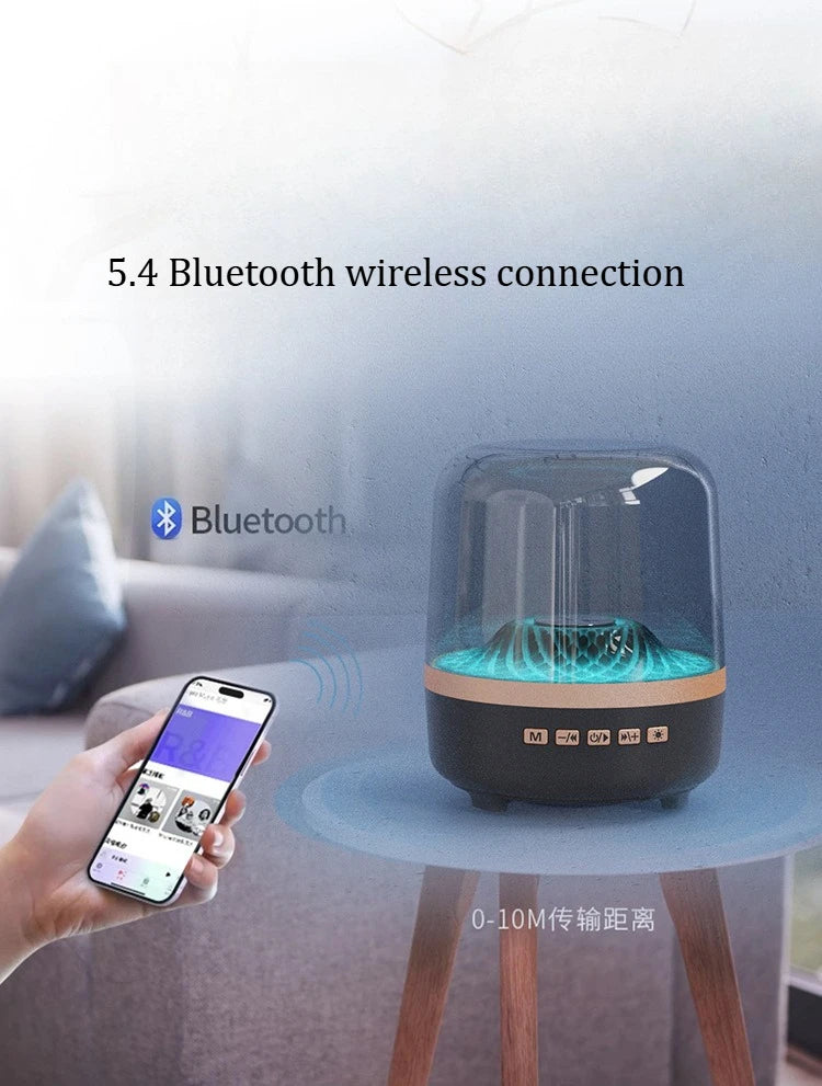 Hot-selling High-quality RGB Lighted Wireless Bluetooth Speaker with Black Gold Color and Glass Crystal Design for Desktop