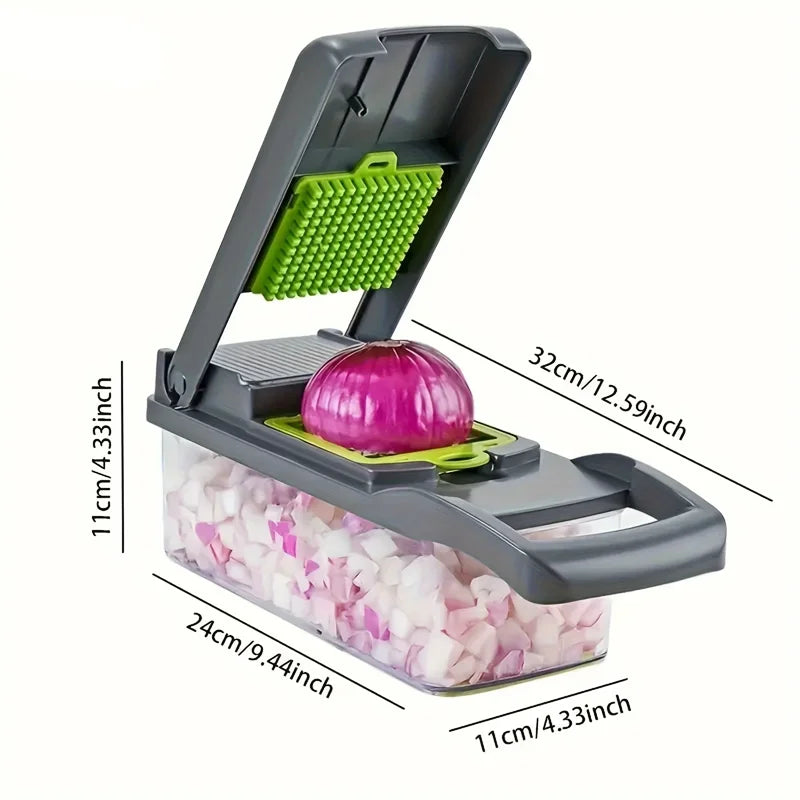 New Hot 16 in 1 Multifunctional Vegetable Chopper, with Container, Onion Chopper for Veggie, Fruit, Salad, Kitchen Gadgets