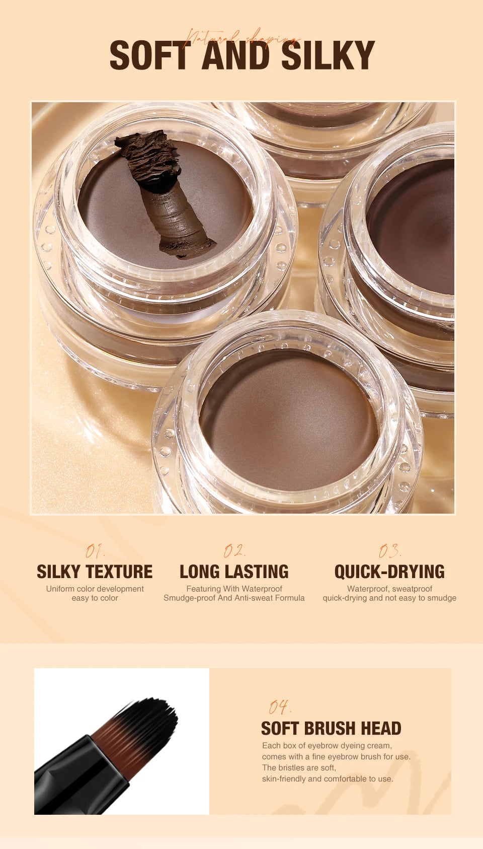 Waterproof Eyebrow Pomade & Brow Gel — 4 Colors