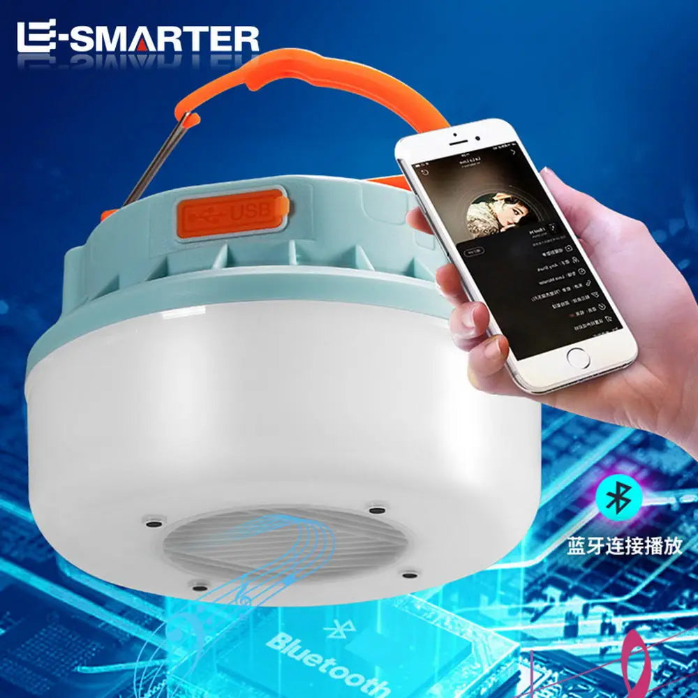 New Outdoor Solar Camping Lights with Wireless Portable Bluetooth Speaker Rechargeable Led Camping Lanterns Tent Lamp Power Bank