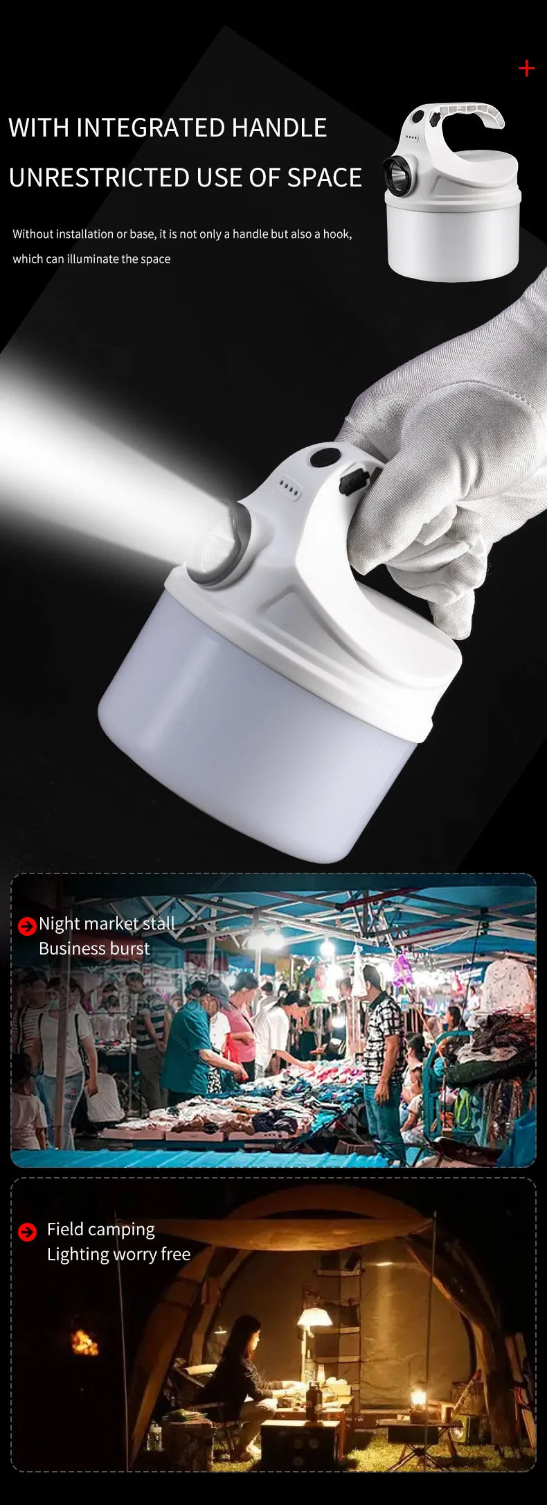 New Outdoor Solar Camping Lights with Wireless Portable Bluetooth Speaker Rechargeable Led Camping Lanterns Tent Lamp Power Bank