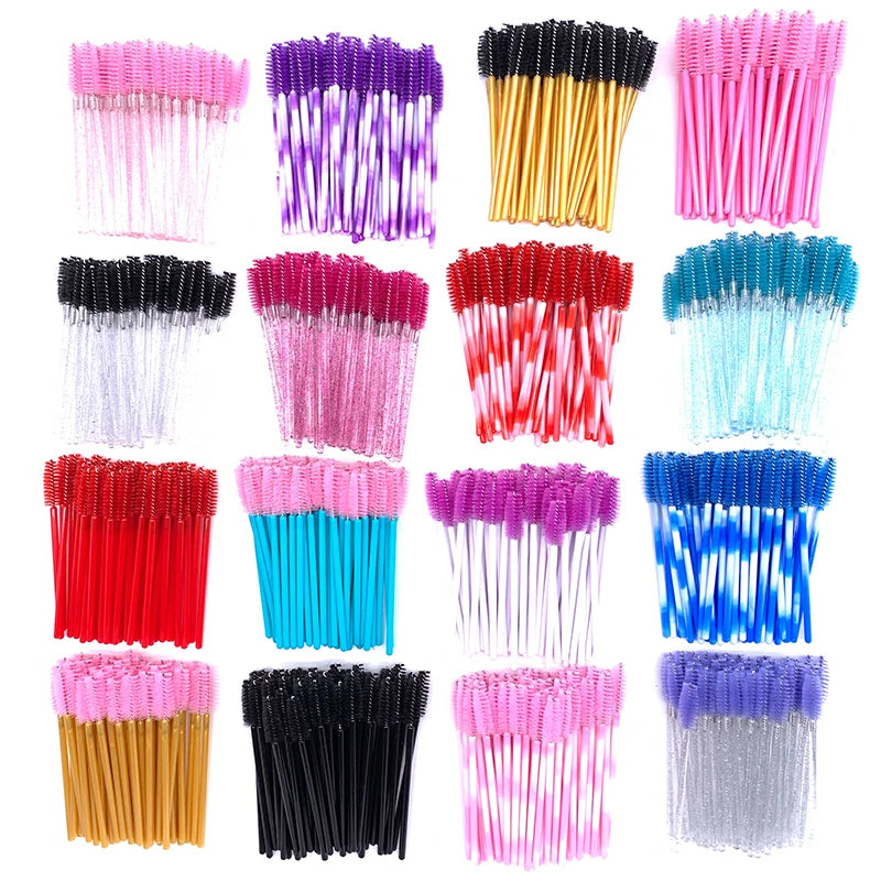 50 Pcs Crystal Diamond Mascara Wands & Spoolie Brushes